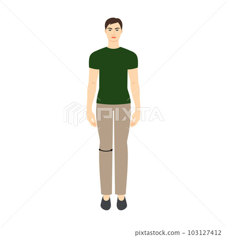Men to do knee measurement body with arrows fashion Illustration for size chart. Flat male character front 8 head size Men to do knee measurement body with arrows fashion Illustration for size chart. Flat male character front 8 head size 103127412