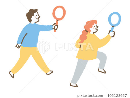 Men and women investigating something _ color 103128637