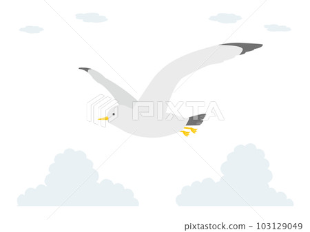 天空中飛翔的海鷗和雲彩插畫集 103129049