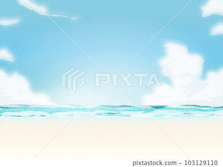 夏季大海和海灘背景圖與藍天(積雨雲) 夏季大海和海灘背景圖與藍天(積雨雲) 103129110