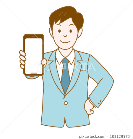 A man showing a smartphone screen 103129573