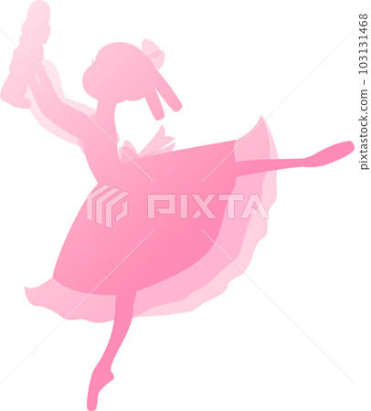 芭蕾舞演員在經典芭蕾舞劇《胡桃夾子》中跳舞克拉拉的粉紅色剪影 芭蕾舞演員在經典芭蕾舞劇《胡桃夾子》中跳舞克拉拉的粉紅色剪影 103131468