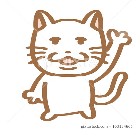 Loose cat waving left hand white 103134665