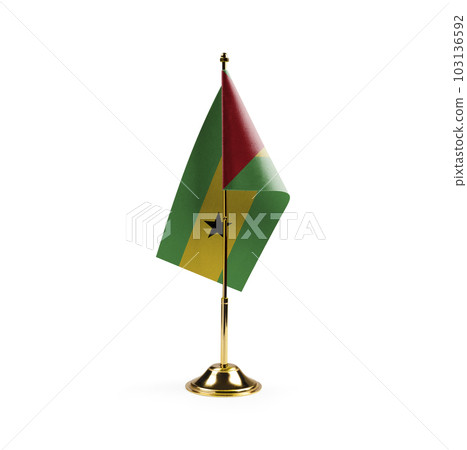 Small national flag of the Sao Tome and Principe on a white background Small national flag of the Sao Tome and Principe on a white background 103136592