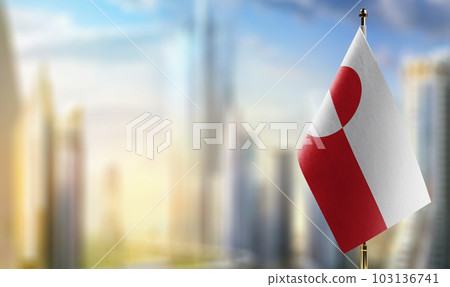 A small Greenland flag on an abstract blurry background A small Greenland flag on an abstract blurry background 103136741