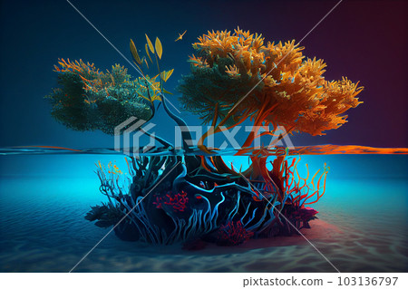 Mangrove and crystal clear water 103136797