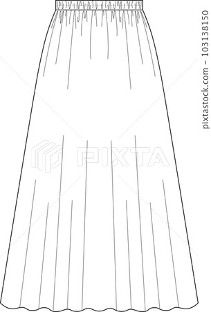 Gathered flared skirt hanger illustration 103138150