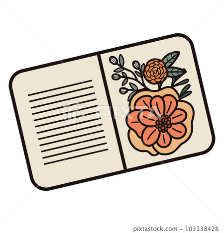Hand Drawn cute notebook with leaves in doodle style 103138428
