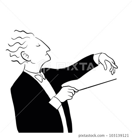全心全意指揮的指揮的單色插圖 103139121