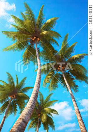 coconuts on Palm tree of on blue sky background coconuts on Palm tree of on blue sky background 103140113
