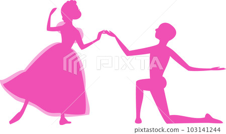 芭蕾舞演員與兩個雙人舞的粉紅色剪影 芭蕾舞演員與兩個雙人舞的粉紅色剪影 103141244