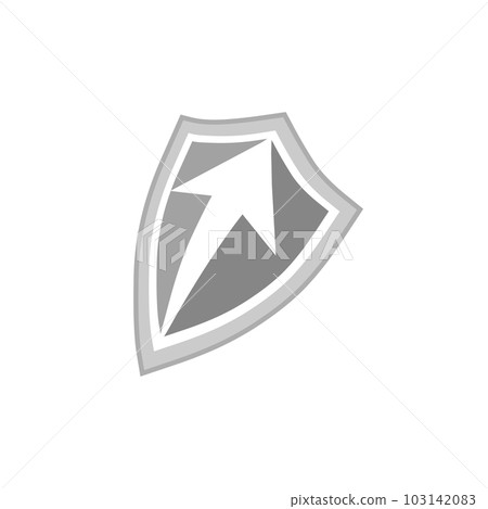 A gray shield with an up arrow 103142083