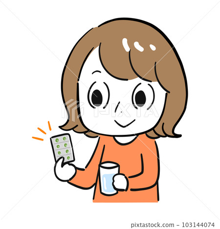 Woman taking medicine pills 103144074