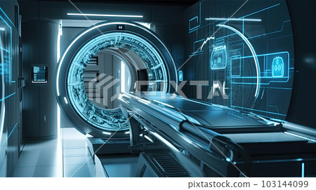 MRI - Magnetic resonance imaging scan device in Hospital. Medical Equipment and Health Care. MRI - Magnetic resonance imaging scan device in Hospital. Medical Equipment and Health Care. 103144099
