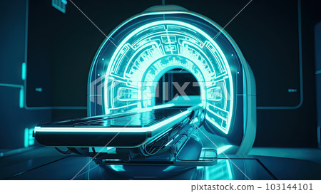 MRI - Magnetic resonance imaging scan device in Hospital. Medical Equipment and Health Care. MRI - Magnetic resonance imaging scan device in Hospital. Medical Equipment and Health Care. 103144101