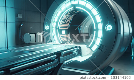 MRI - Magnetic resonance imaging scan device in Hospital. Medical Equipment and Health Care. MRI - Magnetic resonance imaging scan device in Hospital. Medical Equipment and Health Care. 103144103