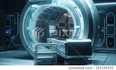 MRI - Magnetic resonance imaging scan device in Hospital. Medical Equipment and Health Care. MRI - Magnetic resonance imaging scan device in Hospital. Medical Equipment and Health Care. 103144105