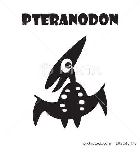 Pteranodon . Cute dinosaurs cartoon characters . Silhouette black isolated color . Flat design . Vector illustration . Pteranodon . Cute dinosaurs cartoon characters . Silhouette black isolated color . Flat design . Vector illustration . 103146475