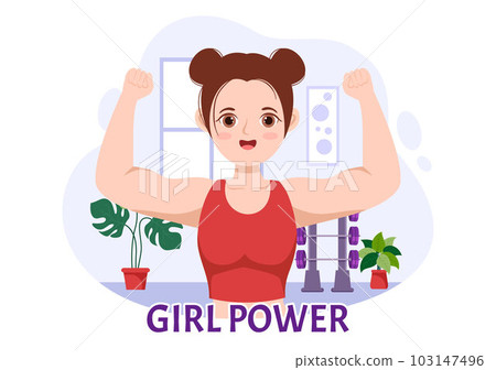 Girl Power Vector Illustration to Show Women Can Also Be Stronger and Independent in Woman Rights and Diversity Flat Cartoon Hand Drawn Templates 103147496
