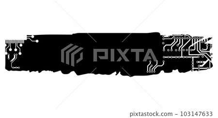 Rectangular design element silhouette in tech style isolated on white. Long tech plate with copy space. Clipart. Rectangular design element silhouette in tech style isolated on white. Long tech plate with copy space. Clipart. 103147633