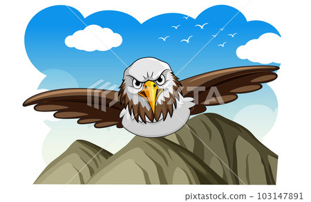 Hawk Soaring Through the Sky in Cartoon Style 103147891