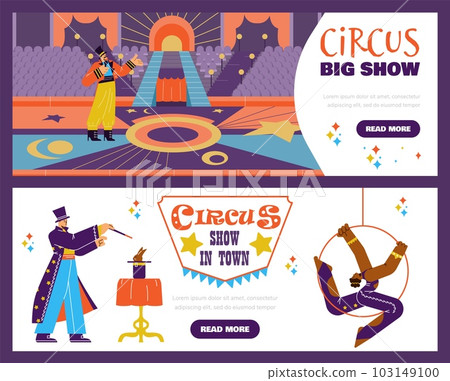 Set of website banner templates about circus big show flat style Set of website banner templates about circus big show flat style 103149100