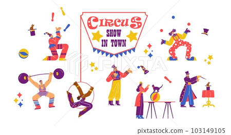 Set of various circus performers flat style, vector illustration Set of various circus performers flat style, vector illustration 103149105