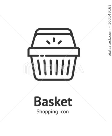 Shopping Basket with Handle Sign Thin Line Icon Emblem Concept. Vector Shopping Basket with Handle Sign Thin Line Icon Emblem Concept. Vector 103149162