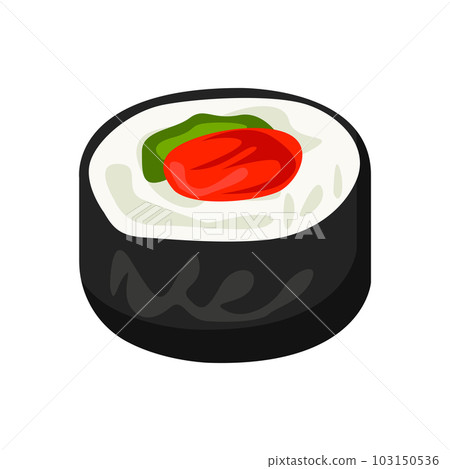 Futomaki with tuna and cucumber illustration in color cartoon style. Editable vector graphic design. Futomaki with tuna and cucumber illustration in color cartoon style. Editable vector graphic design. 103150536