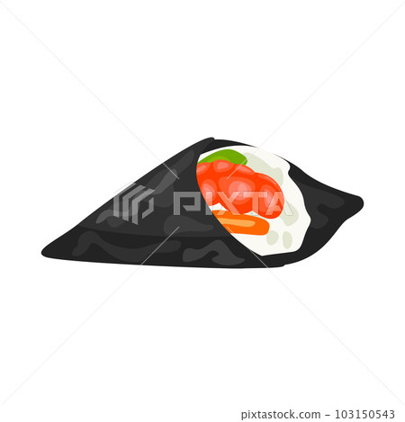 Temaki with shrimp illustration in color cartoon style. Editable vector graphic design. 103150543