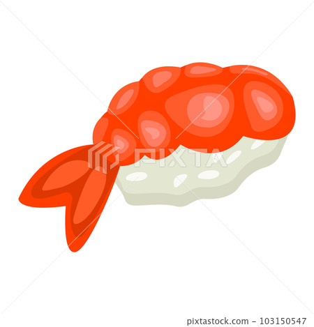 Nigiri with shrimp illustration in color cartoon style. Editable vector graphic design. 103150547