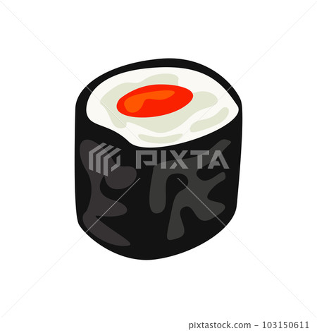 Hosomaki with salmon illustration in color cartoon style. Editable vector graphic design. Hosomaki with salmon illustration in color cartoon style. Editable vector graphic design. 103150611