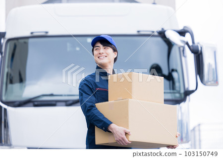 truck driver carrying cargo truck driver carrying cargo 103150749