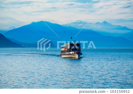 Boat at Lago Maggiore Lake Boat at Lago Maggiore Lake 103150952