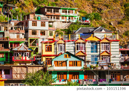 Colorful local houses in Manikaran, India 103151396