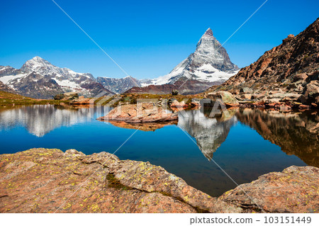 Riffelsee lake and Matterhorn, Switzerland 103151449