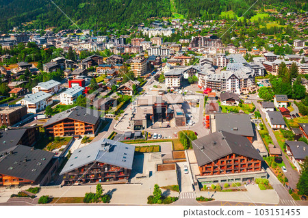 Chamonix town aerial panoramic view 103151455