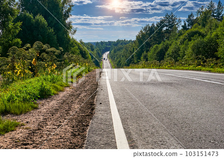 Russia, Tver region, road to Lake Seliger extending distance to the horizon Russia, Tver region, road to Lake Seliger extending distance to the horizon 103151473