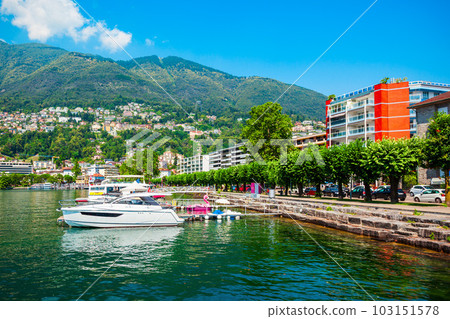 Locarno port with boats, Switzerland 103151578