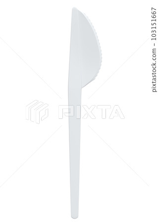 Eco-friendly disposable utensils like knife on white background. 103151667