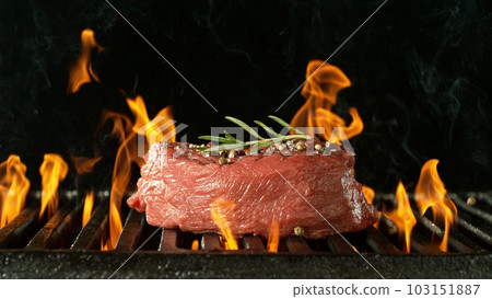 Barbecue Grill WIth Raw Beef Steak. Barbecue Grill WIth Raw Beef Steak. 103151887
