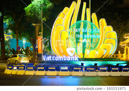 Turtle Tower Thap Rua on Hoan Kiem Lake in the daytime. Hanoi, VIETNAM. 103151971