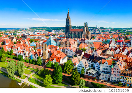 Ulm Minster Church aerial panoramic view, Germany 103151999