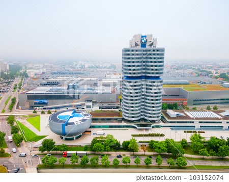 BMW Museum aerial panoramic view, Munich 103152074