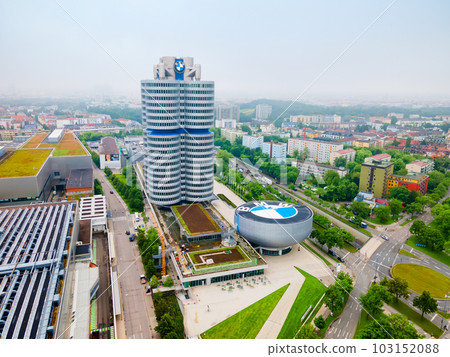 BMW Museum aerial panoramic view, Munich BMW Museum aerial panoramic view, Munich 103152088