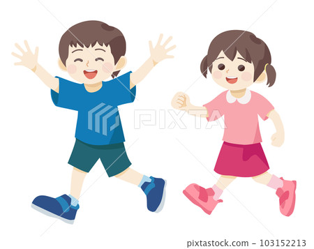 Boys and girls playing cheerfully Boys and girls playing cheerfully 103152213