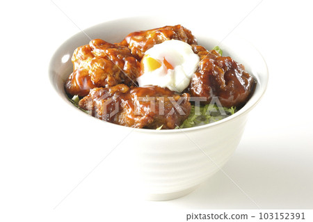 Take a picture of a fried chicken rice bowl with a white background Take a picture of a fried chicken rice bowl with a white background 103152391