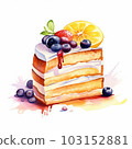 Watercolor illustration of cake 103152881