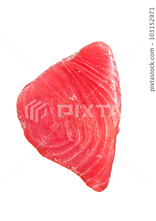 Raw fillet steak tuna. Isolated on white background. Raw fillet steak tuna. Isolated on white background. 103152971