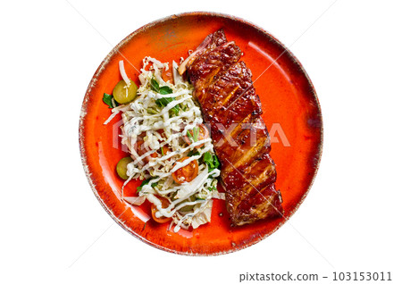 Barbecue pork ribs. Isolated on white background. Barbecue pork ribs. Isolated on white background. 103153011